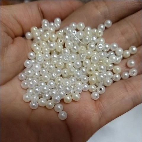 10-50gam hỗn hợp hạt nhựa trắng & kem 3mm,4mm