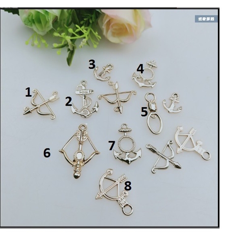 set 2 Mặt dây chuyền Mặt kim loại màu vàng nhạt các kiểu (p111-9)