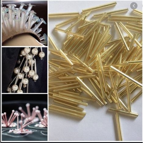 cườm ống, cườm trúc màu vàng, bạ dài 3-25mm (gói 10gam)