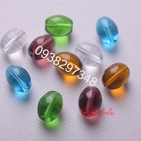 10 viên lu thống  đá thủy tinh nhân tạo 12x16mm (có 8 màu) có lỗ xỏ làm vòng