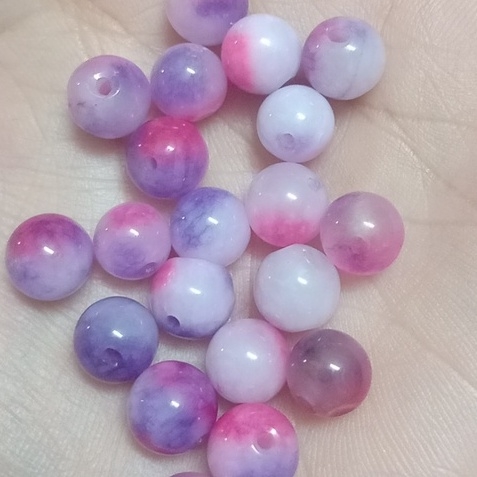 10 viên đá tím hồng trắng 8mm thiên nhiên