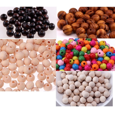 16-120 hạt gỗ 4mm-6mm-8mm-10mm (5gam) làm vòng trang trí handmade DIY, dụng cụ học tập, đồ chơi,đan vòng dreamcatcher