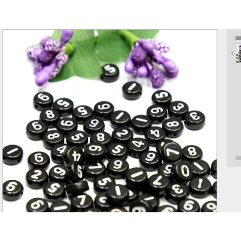 set 5-25gam Hạt Chữ số tròn nhiều màu 4x7mm