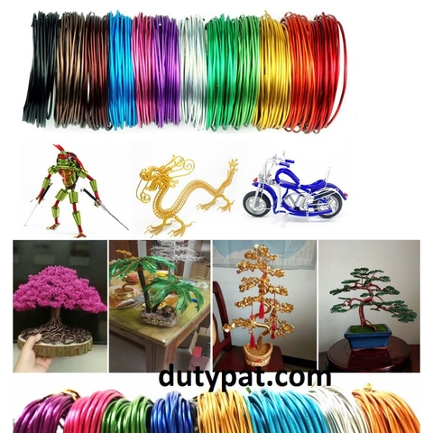 0.5kg dây nhôm mạ màu size 1.5 / 2mm uốn bon sai, handmade 20 màu để chọn