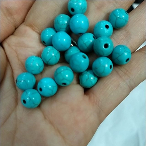 20 viên đá màu ngọc lam nhân tạo 8mm