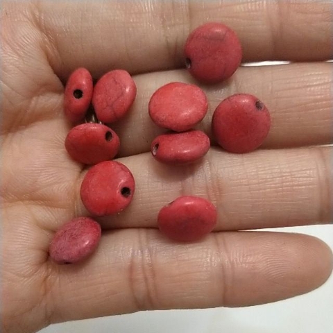 10viên Đá san hô màu đỏ 5x10mm