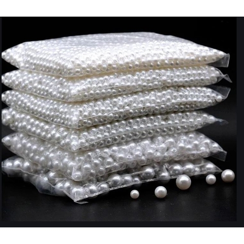 25gam Hạt Bẹt, Hạt Ngọc Trai Nhựa Không Lỗ 4mm, 5mm, 6mm, 8mm, 10mm