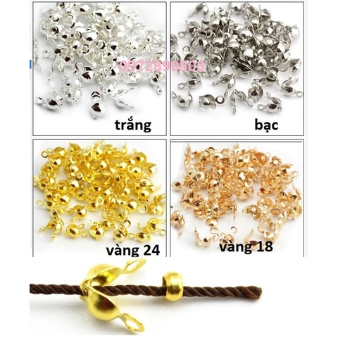 gói 20-50-100 chốt kẹp sò + chốt kẹp bi nối đầu dây làm vòng kim loại xi, chốt khóa đầu dây