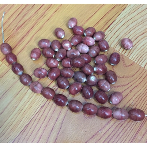 10hạt gốm sứ bầu dục nâu 12x16mm