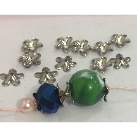 10 mũ hoa ốp hạt inox không rỉ 6.4mm làm vòng