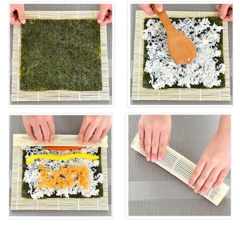 Mành tre cuộn cơm kimbab hàn quốc,  sushi  Nhật Bản (p191-113)