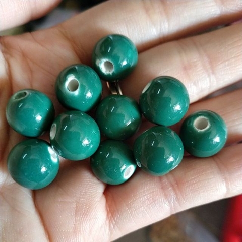 5 viên đá gốm sứ tròn xanh thẫm 12mm