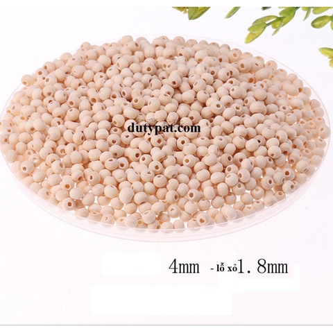 120 hạt gỗ trơn 4mm làm vòng /vòng dâu cho bé (5gam)