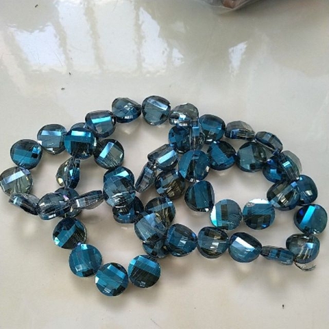 5viên pha lê dẹp xanh 18mm