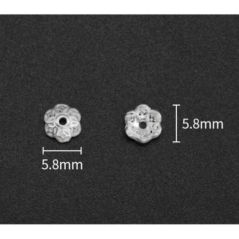 đế hoa ốp hạt bạc 925 -size 5.8mm mã 754