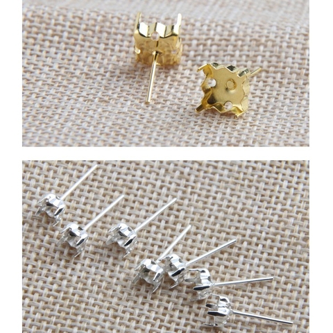 100 đôi móc hoa tai vuông sát tai nhiều size 4-5-6-8mm