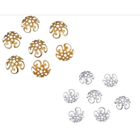 50 charm ốp hạt 5 cánh size 8mm- 10mm , đế hoa