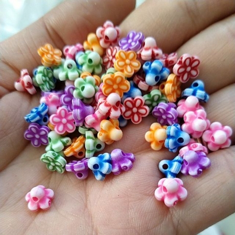 10gam Hạt nhựa hoa 5cánh 6mm nhiều màu