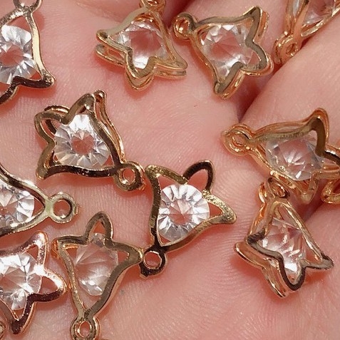 5-20cái -PO124- mặt kim loại nhỏ đính đá 13mm