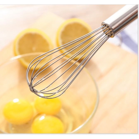 Dụng cụ đánh trứng cầm tay, Cây phới lồng tròn đánh trứng, khuấy trộn bột, đánh bông kem bơ làm bánh  thép không gỉ inox