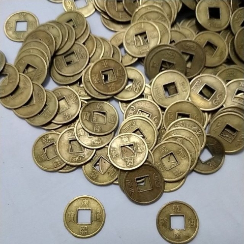 10 đồng xu giả cổ 14mm màu đồng