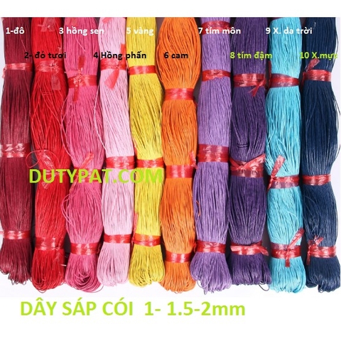 bó 70-80m Dây sáp cói, sáp bông size 1/1.5mm có 20 màu đan vòng tay, vòng dreamcatcher.