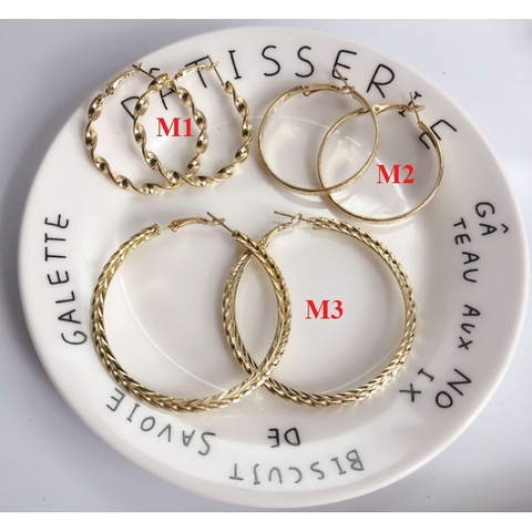 Hoa tai tròn thời trang Hàn Quốc màu vàng 4-6cm