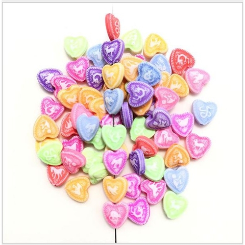 #P117-54 gói 10-50gam hạt nhựa trai tim 12 con giáp 9.3mm