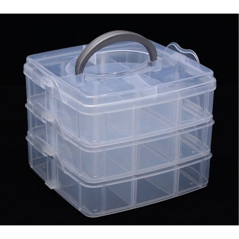 hộp đựng nhựa 3 tầng đa năng-16*16*13cm