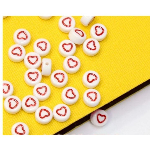 Hạt nhựa trái tim đol àm vòng, thủ công