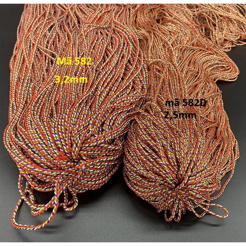 (bán ký) 100gam-500gam dây ngũ sắc size 2,5mm- 3.2mm mã 582/582d , dây đan vòng tay, vòng cổ may mắn