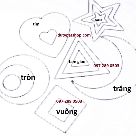 Vòng tròn, trái tim, ngôi sao từ 25-35cm làm dreamcatcher đủ loại (size đại)