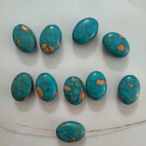 10 viên ngọc lam turquoise oval 10x14mm