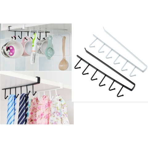 bộ móc treo 6 móc  dưới kệ tủ bếp, tủ quần áo
