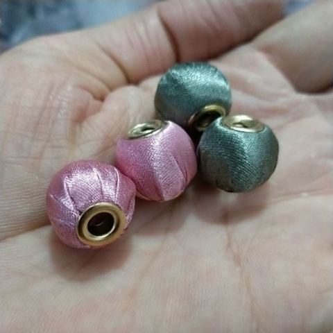 5viên Charm bọc vải 14mm lỗ 4mm