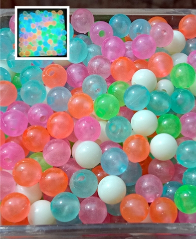 50gam hạt dạ quang đủ màu 6mm, 8mm, 10mm, 12mm, hạt nhựa tròn