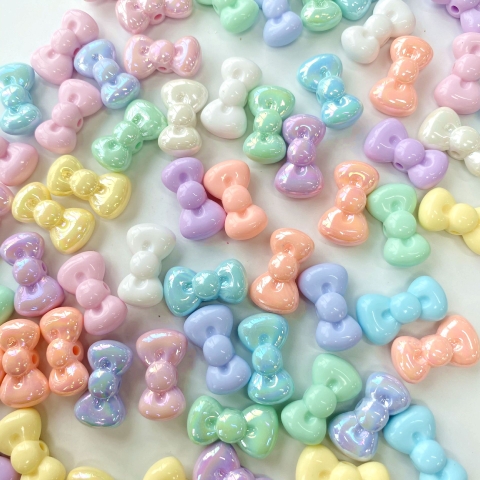 50-500gam Nơ 16x27mm dễ thương ,hạt charm holo  bóng đẹp có lỗ xỏ dọc