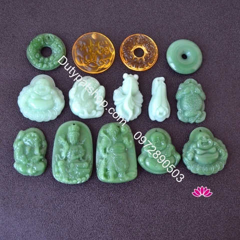 mặt đá: ngọc bội, mặt phật, hồ lô các kiểu size lớn dùng làm mặt dây chuyền, trang trí phong thủy, móc chìa  khóa...