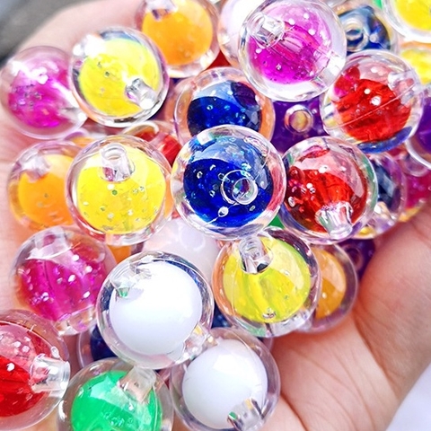 25-100gam hạt nhựa nhân kim tuyến bóng đẹp 16mm có lỗ xỏ