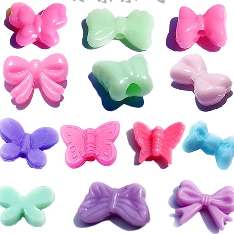 100-500gam hạt nhựa Hình Nơ bướm trang trí vòng hạt, cột tóc,làm đồ chơi, trang trí thủ công handmade....