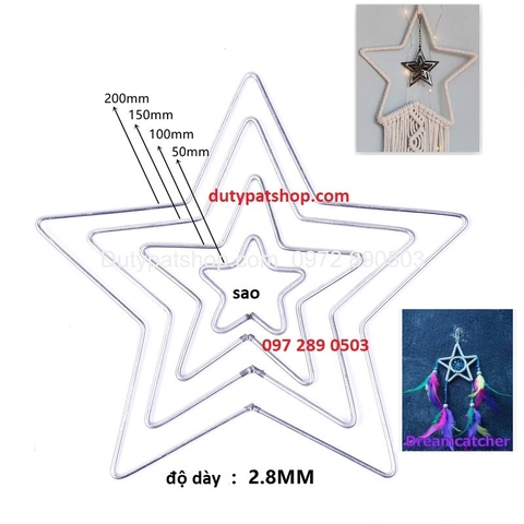 Khung vòng làm dreamcatcher hình ngôi sao 5cm-10cm-15cm-20cm, nguyên liêu đồ thủ công hand made tùy thích