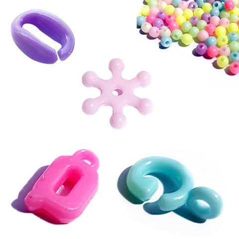 100gam hạt chữ cái treo, hạt nhựa, hoa , xích nhựa các kiểu  làm vòng