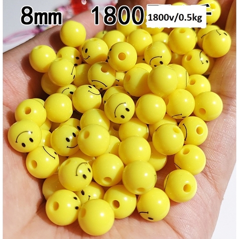 5-20 hạt mặt cười tròn 8mm, 10mm, 12mm có lô xỏ làm vòng loại đẹp, hạt nhựa mặt cười tròn