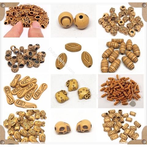 50gam Hạt nhựa giả gỗ đủ kiểu để làm vòng tay, vòng cổ các loại