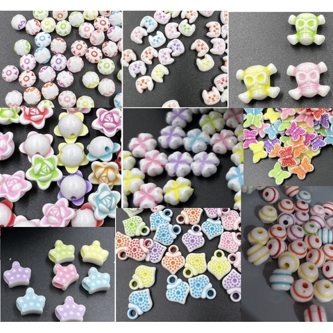 100- 500gam hạt nhựa nhiều kiểu bóng đẹp làm vòng tay, vòng cổ..