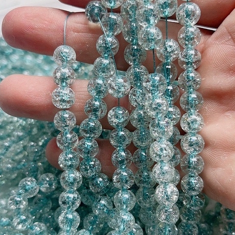 10-50gam đá tuyết trắng nhân xanh 8mm , nhân cam 6mm làm vòng tay, vòng cổ, trang trí vòng handmade