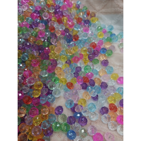 10-50gam hạt pha lê nhựa bánh cam lấp lánh 8mm làm vòng tay, vòng cổ, túi xách