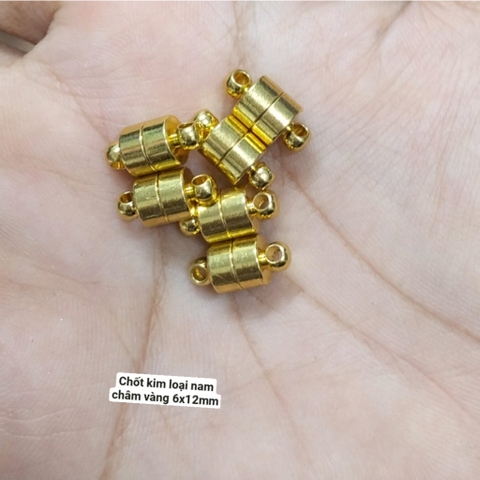 Chốt kim loại nam châm vàng 6x12mm