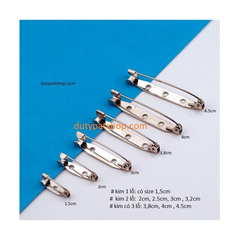 10-50 Kim cài, kim làm hoa cài áo, kim băng đủ size 1.5cm, 2cm, 2.5cm, 3cm, 3.2cm,3,8cm,  4cm, 4,5cm