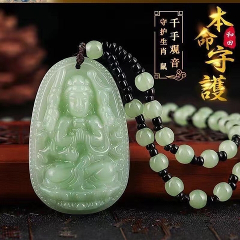 Vòng cổ đá xanh ngọc phật bản mệnh